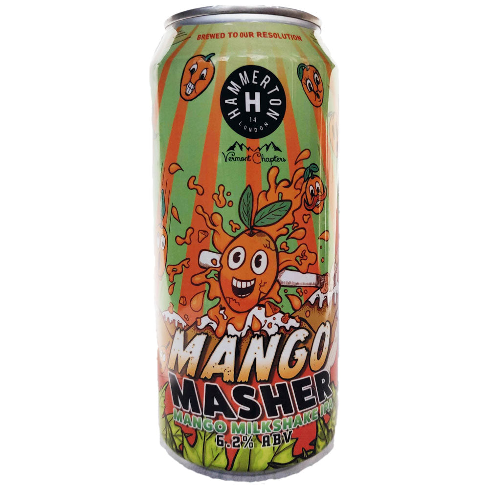 Hammerton Mango Masher Mango Milkshake IPA 6.2% (440ml can)-Hop Burns & Black