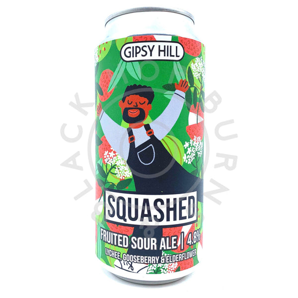 Gipsy Hill Squashed Lychee Gooseberry & Elderflower Fruited Sour ale 4.8% (440ml can)-Hop Burns & Black