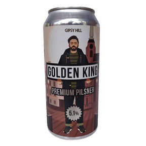 Gipsy Hill Golden King Pilsner 5.1% (440ml can)-Hop Burns & Black