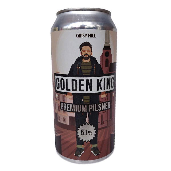 Gipsy Hill Golden King Pilsner 5.1% (440ml can)-Hop Burns & Black
