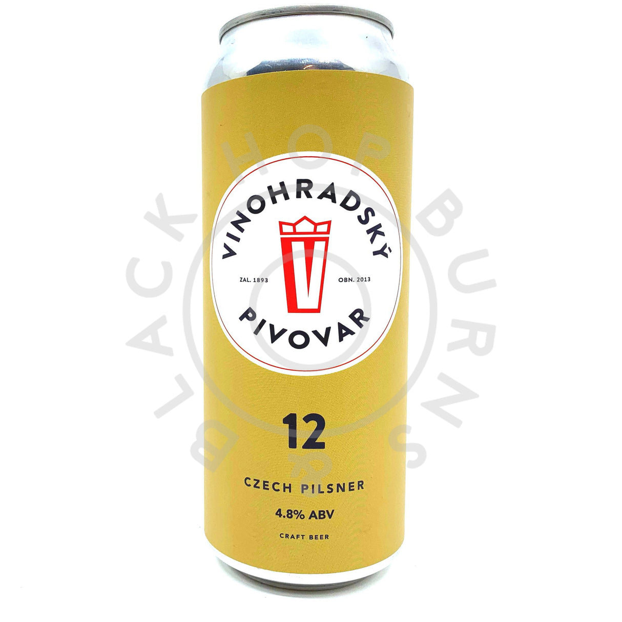 Vinohradsky Pivovar 12 Czech Golden Lager 4.8% (500ml can)-Hop Burns & Black