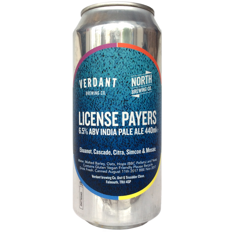 Verdant x North Brewing Co. License Payers IPA 6.5% (440ml can)-Hop Burns & Black