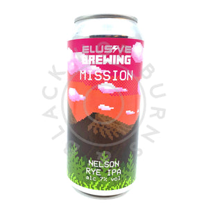 Elusive Brewing Mission Nelson Rye IPA 7% (440ml can)-Hop Burns & Black