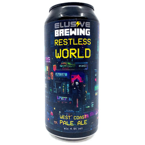 Elusive Brewing Restless World West Coast Pale Ale 4.5% (440ml can)-Hop Burns & Black