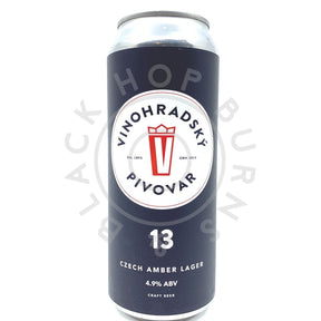 Vinohradsky Pivovar Jantorova 13 Czech Amber Lager 4.9% (500ml can)-Hop Burns & Black
