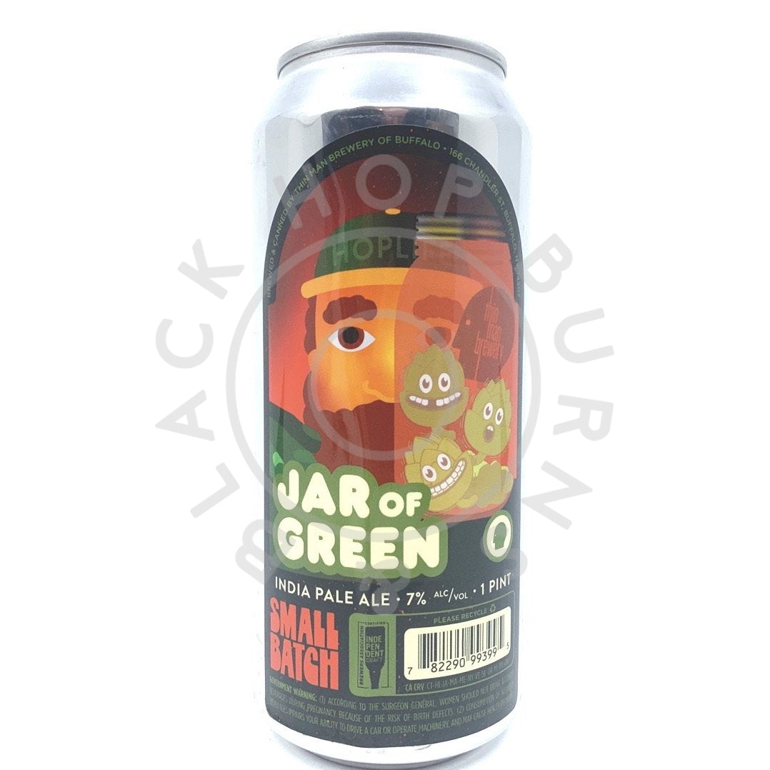 Thin Man Brewery Jar of Green IPA 7% (473ml can)-Hop Burns & Black