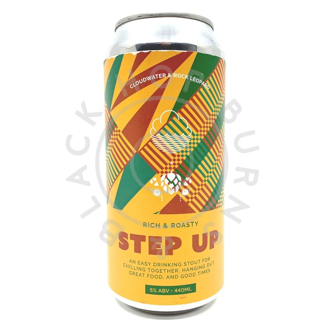 Rock Leopard Step Up Stout 5% (440ml can)-Hop Burns & Black