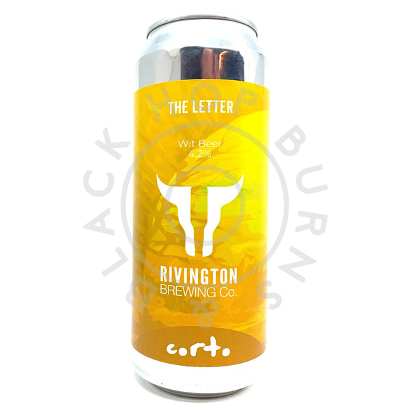 Rivington The Letter Wit Beer 4.2% (500ml can)-Hop Burns & Black