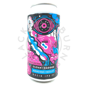 Cloak & Dagger Audacious Facelift Kveik IPA 6% (440ml can)-Hop Burns & Black