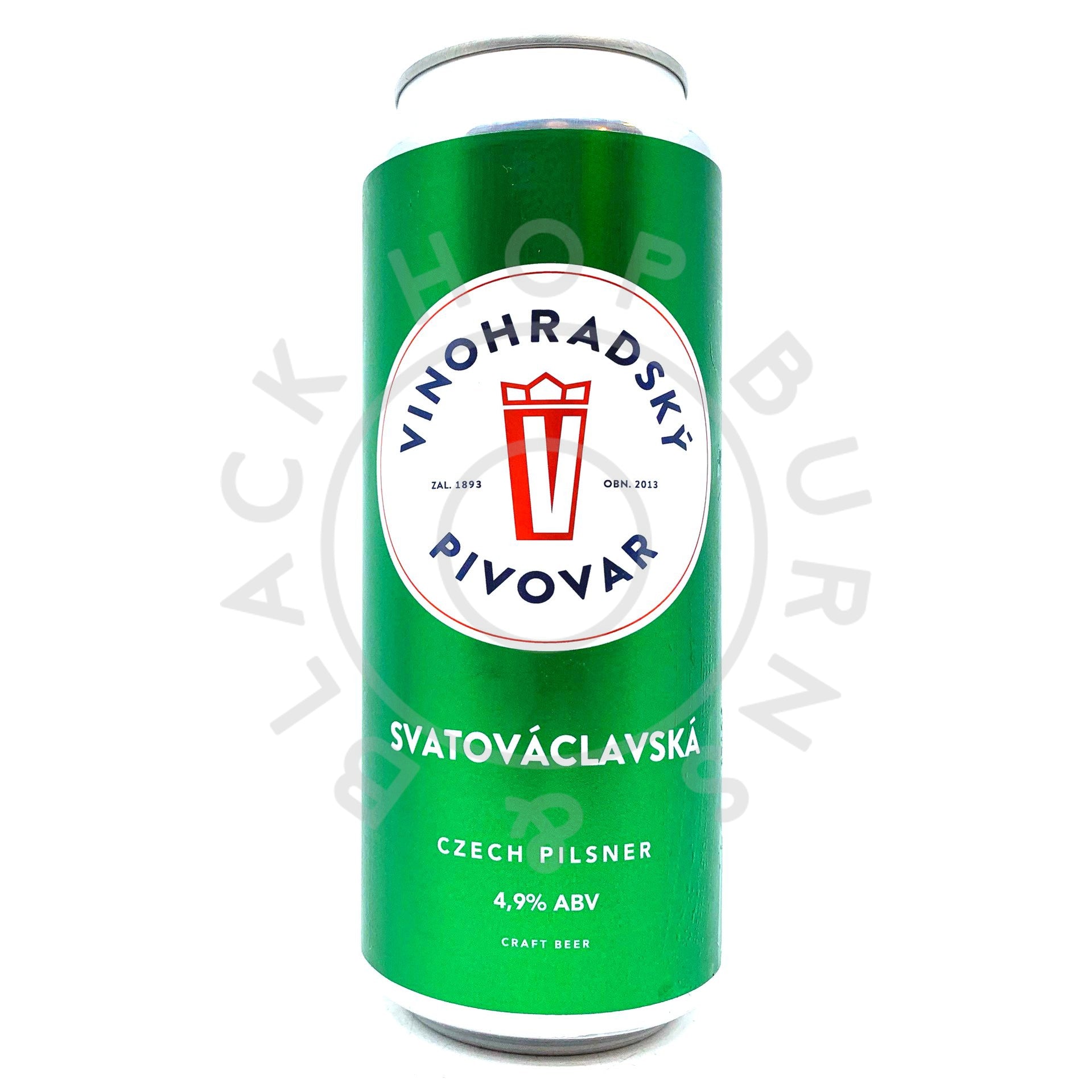Vinohradsky Pivovar Svatovaclavska Fresh Hop Lager 4.9% (500ml can)-Hop Burns & Black