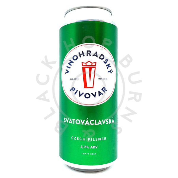 Vinohradsky Pivovar Svatovaclavska Fresh Hop Lager 4.9% (500ml can)-Hop Burns & Black