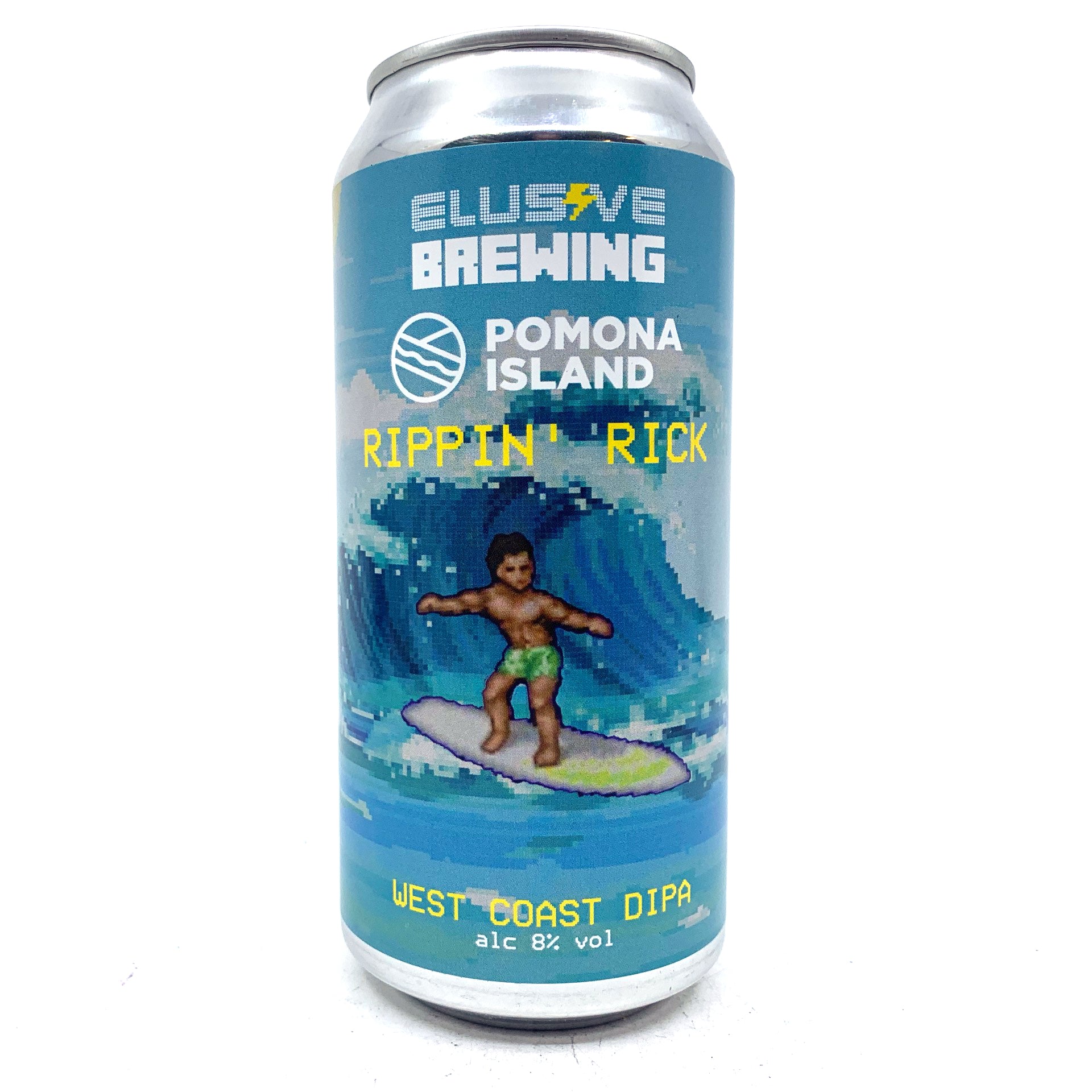 Elusive Brewing x Pomona Island Rippin' Rick West Coast Double IPA 8% (440ml can)-Hop Burns & Black
