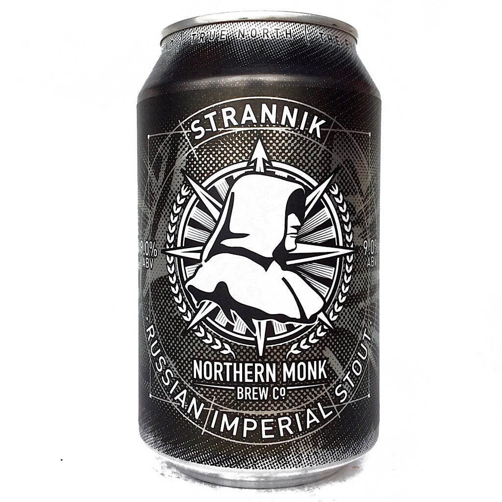 Northern Monk Strannik Imperial Stout 9% (330ml can)-Hop Burns & Black