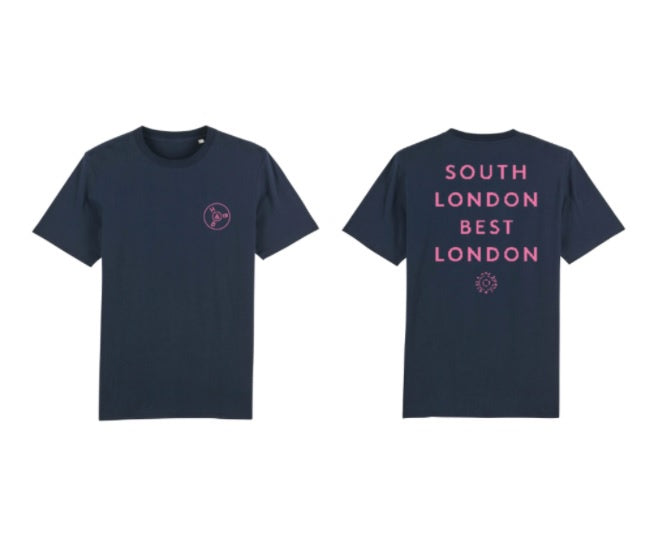 HB&B South London Best London T-shirt (back logo, navy)-Hop Burns & Black