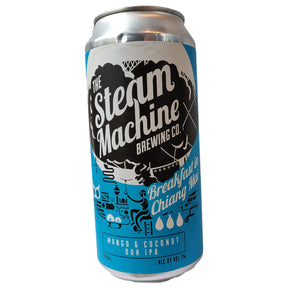 Steam Machine Breakfast in Chiang Mai Mango & Coconut DDH IPA 7% (440ml can)-Hop Burns & Black