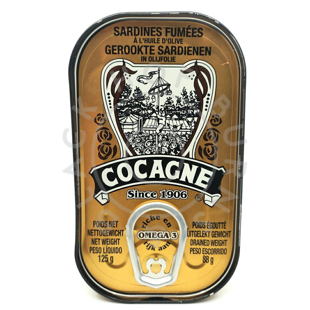 Cocagne Smoked Sardines in Olive Oil (125g)-Hop Burns & Black