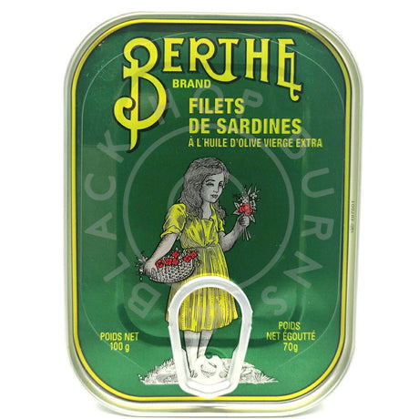 Berthe Sardine Fillets in Extra Virgin Olive Oil (100g)-Hop Burns & Black