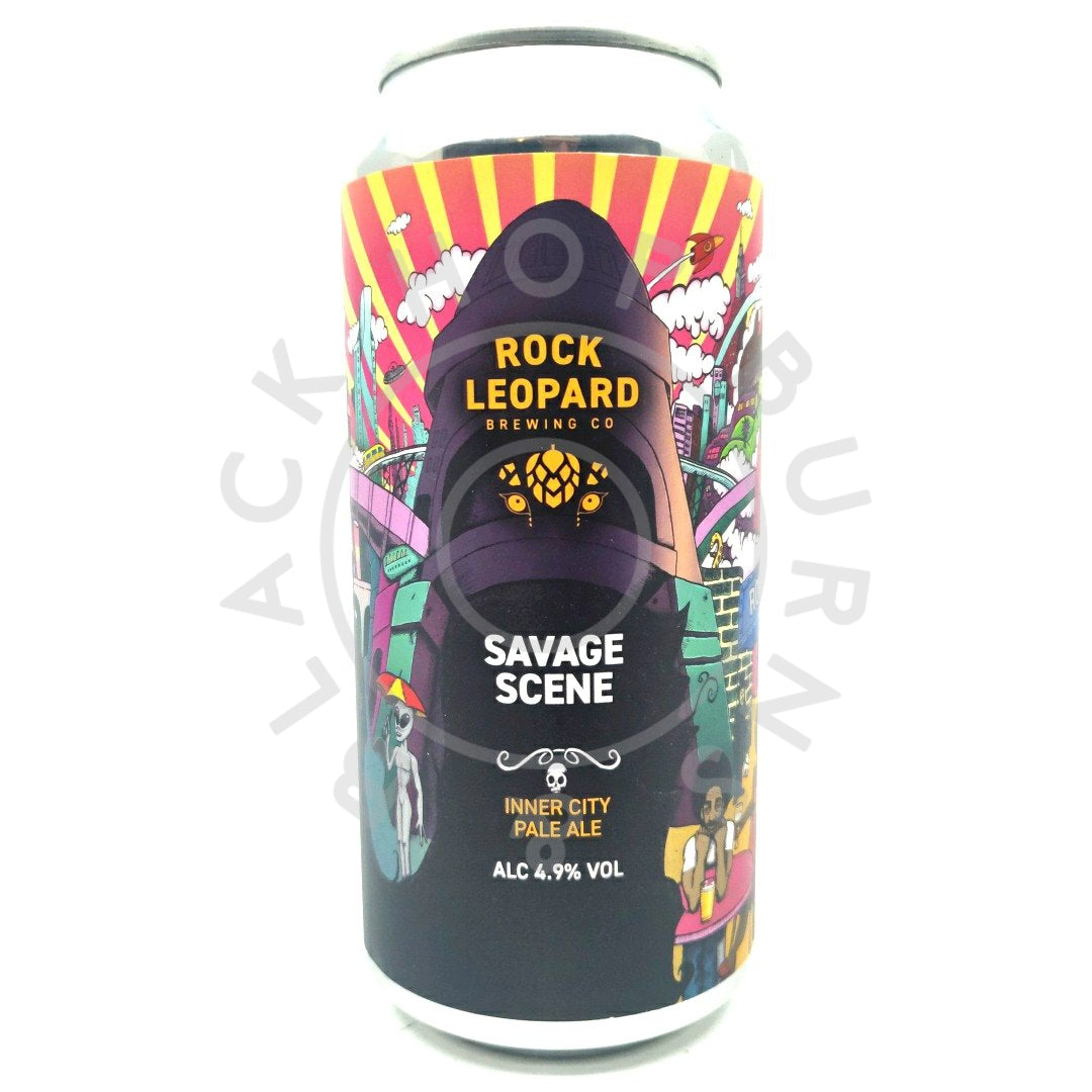 Rock Leopard Savage Scene Inner City Pale Ale 4.9% (440ml can)-Hop Burns & Black