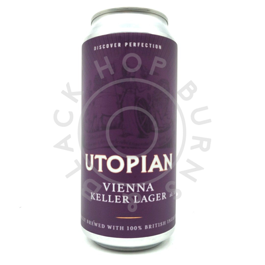 Utopian Vienna Keller Lager 4.8% (440ml can)-Hop Burns & Black