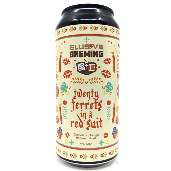 Elusive Brewing Twenty Ferrets In A Red Suit Chocolate Orange Imperial Stout 9% (440ml can)-Hop Burns & Black