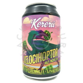 Kereru Brewing Co Velocihopter Hazy Pacific IPA 5.7% (330ml can)-Hop Burns & Black