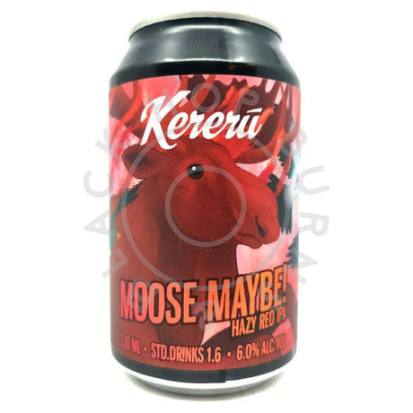 Kereru Brewing Co Moose Maybe Hazy Red IPA 6.2% (330ml can)-Hop Burns & Black