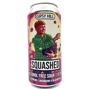 Gipsy Hill Squashed Raspberry, Lingonberry & Blackberry Alcohol Free Sour 0.5% (440ml can)-Hop Burns & Black
