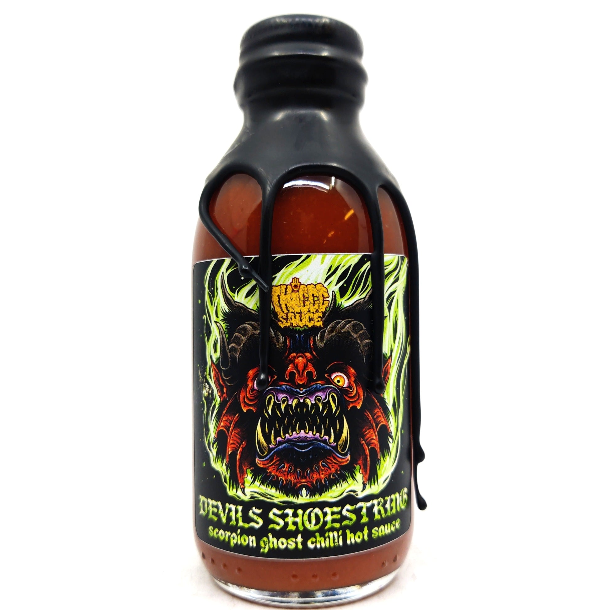Thiccc Sauce Devil's Shoestring Trinidad Moruga Scorpion Ghost Chilli Hot Sauce (150ml)-Hop Burns & Black