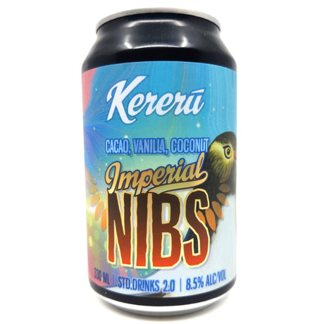 Kereru Brewing Co Imperial Nibs Cacao, Vanilla & Coconut Imperial Porter 8.5% (330ml can)-Hop Burns & Black