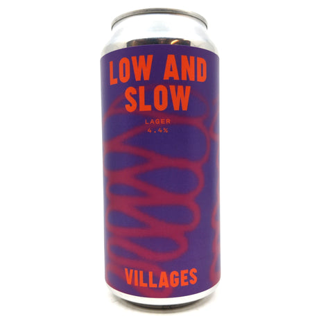 Villages Low & Slow Lager 4.4% (440ml can)-Hop Burns & Black