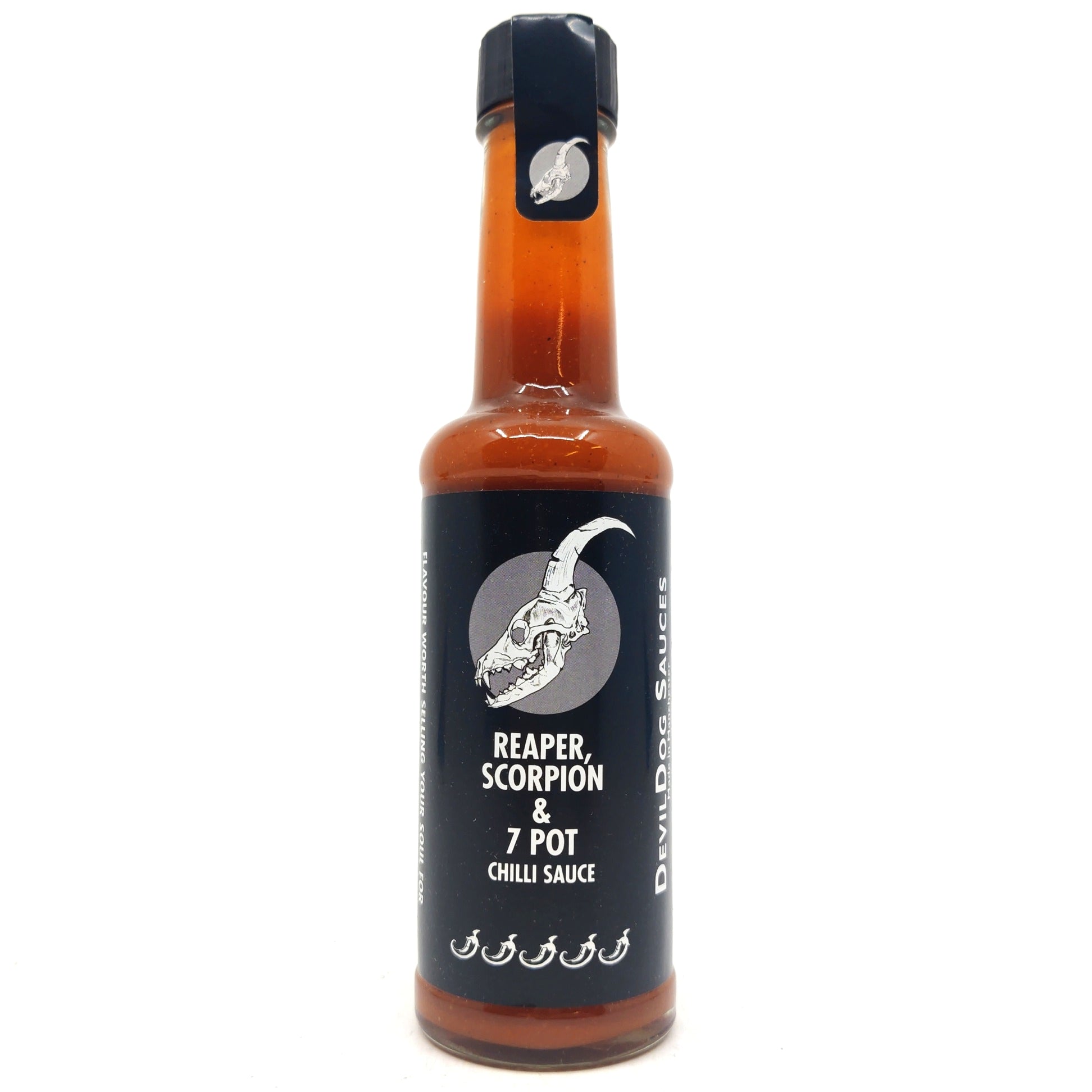 Devil Dog Reaper, Scorpion & 7 Pot Chilli Sauce (150ml)-Hop Burns & Black