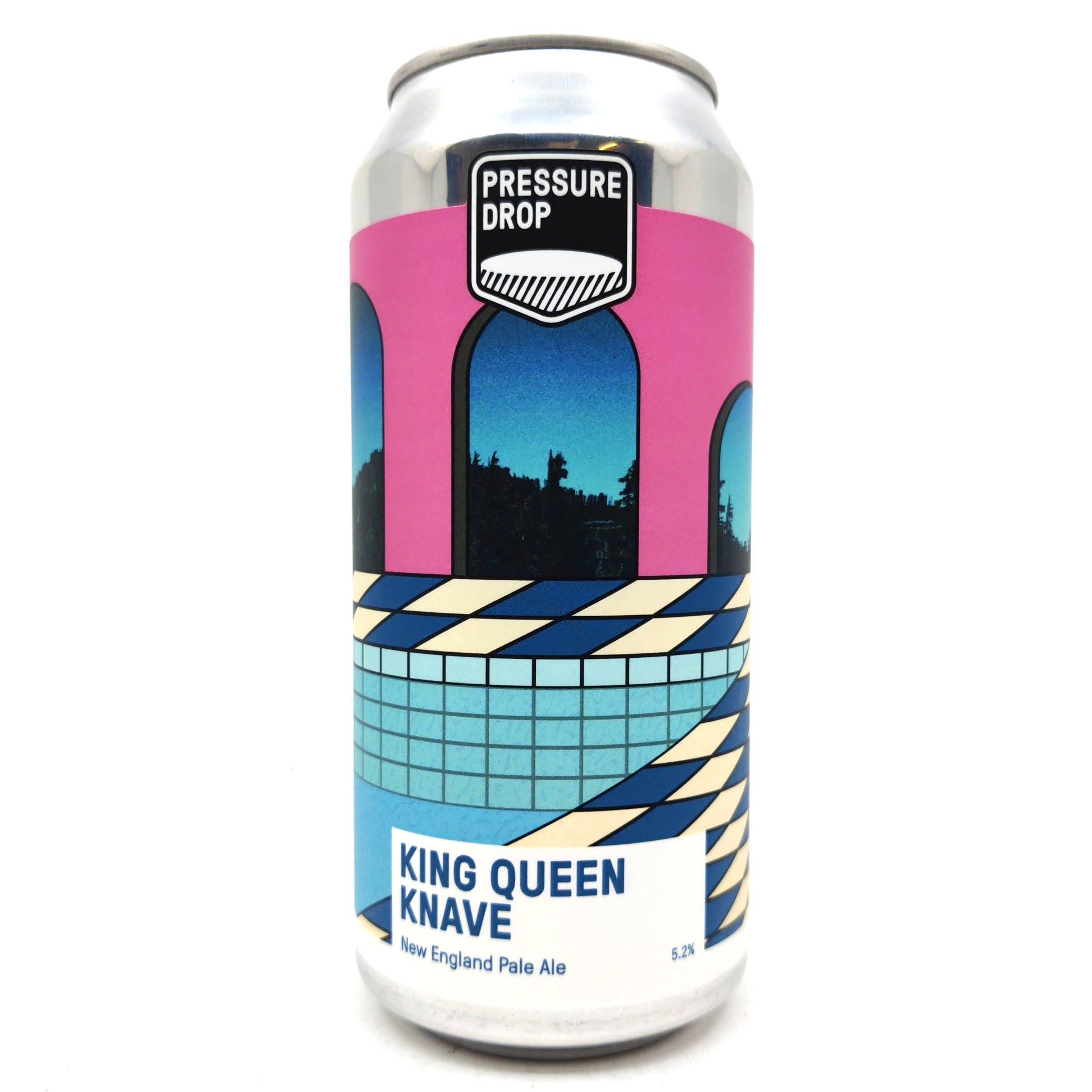 Pressure Drop King Queen Knave New England Pale Ale 5.2% (440ml can)-Hop Burns & Black