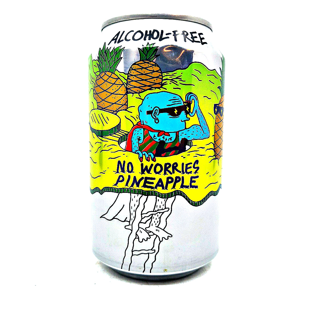 Lervig No Worries Pineapple Alcohol-Free Pale Ale 0.5% (330ml can)-Hop Burns & Black