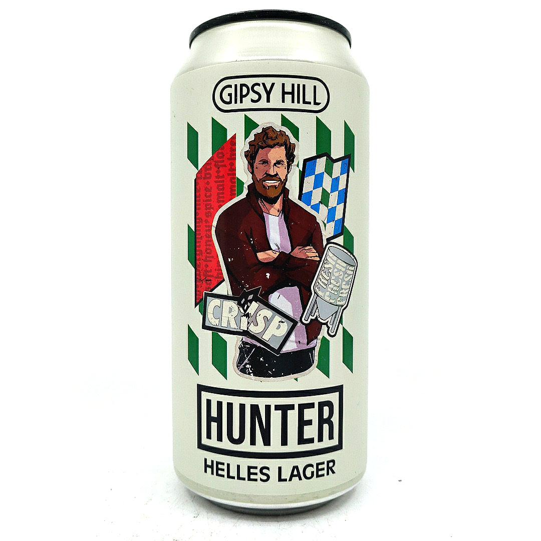 Gipsy Hill Hunter Helles Lager 4.8% (440ml can)-Hop Burns & Black