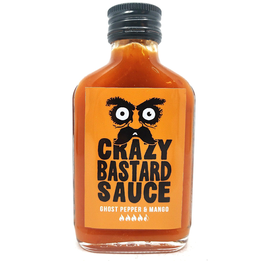 Crazy Bastard Ghost Pepper & Mango Hot Sauce (100ml)-Hop Burns & Black