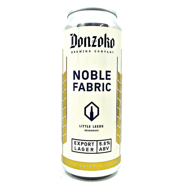 Donzoko Noble Fabric Export Lager 5.6% (500ml can)-Hop Burns & Black