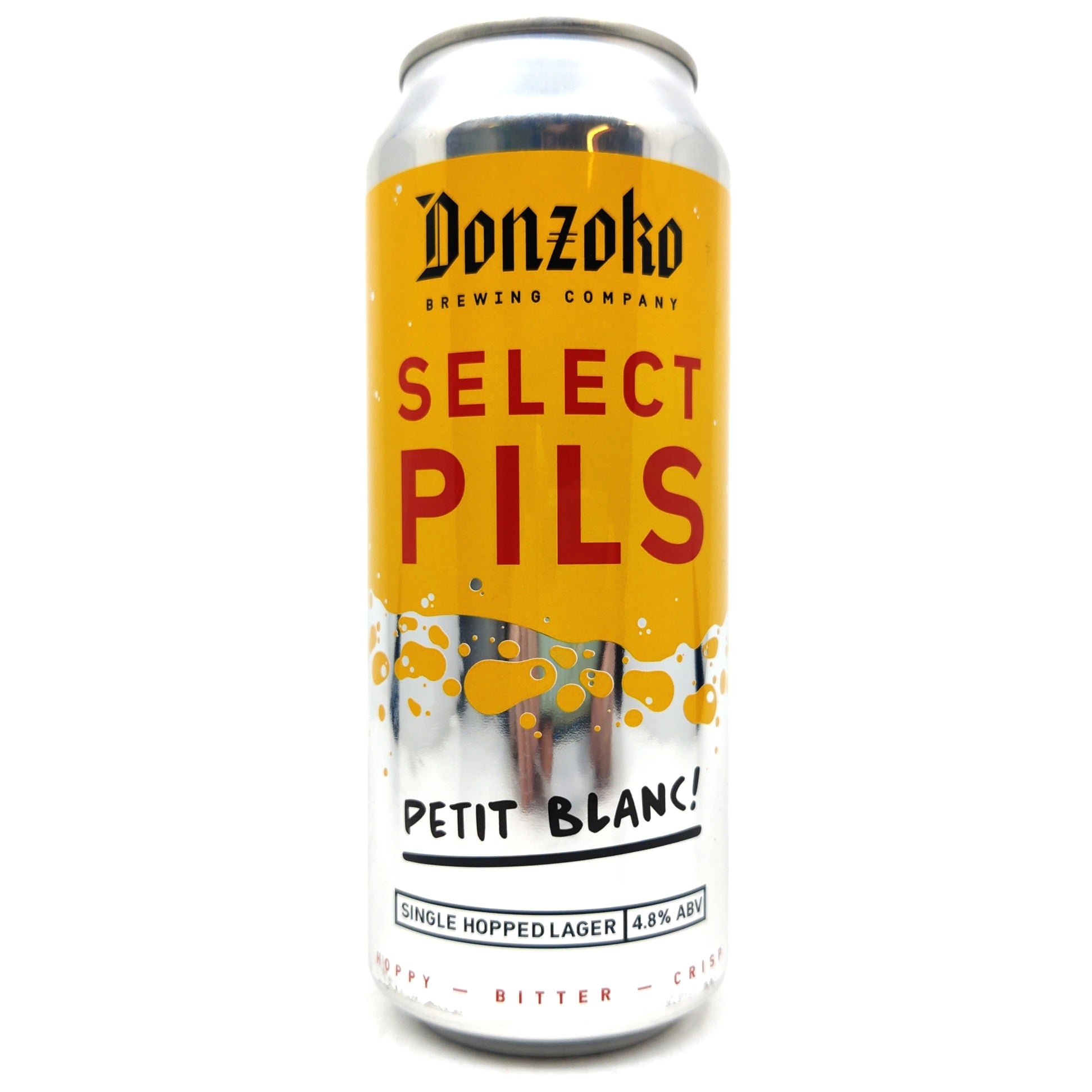 Donzoko Select Pils Petit Blanc 4.8% (500ml can)-Hop Burns & Black