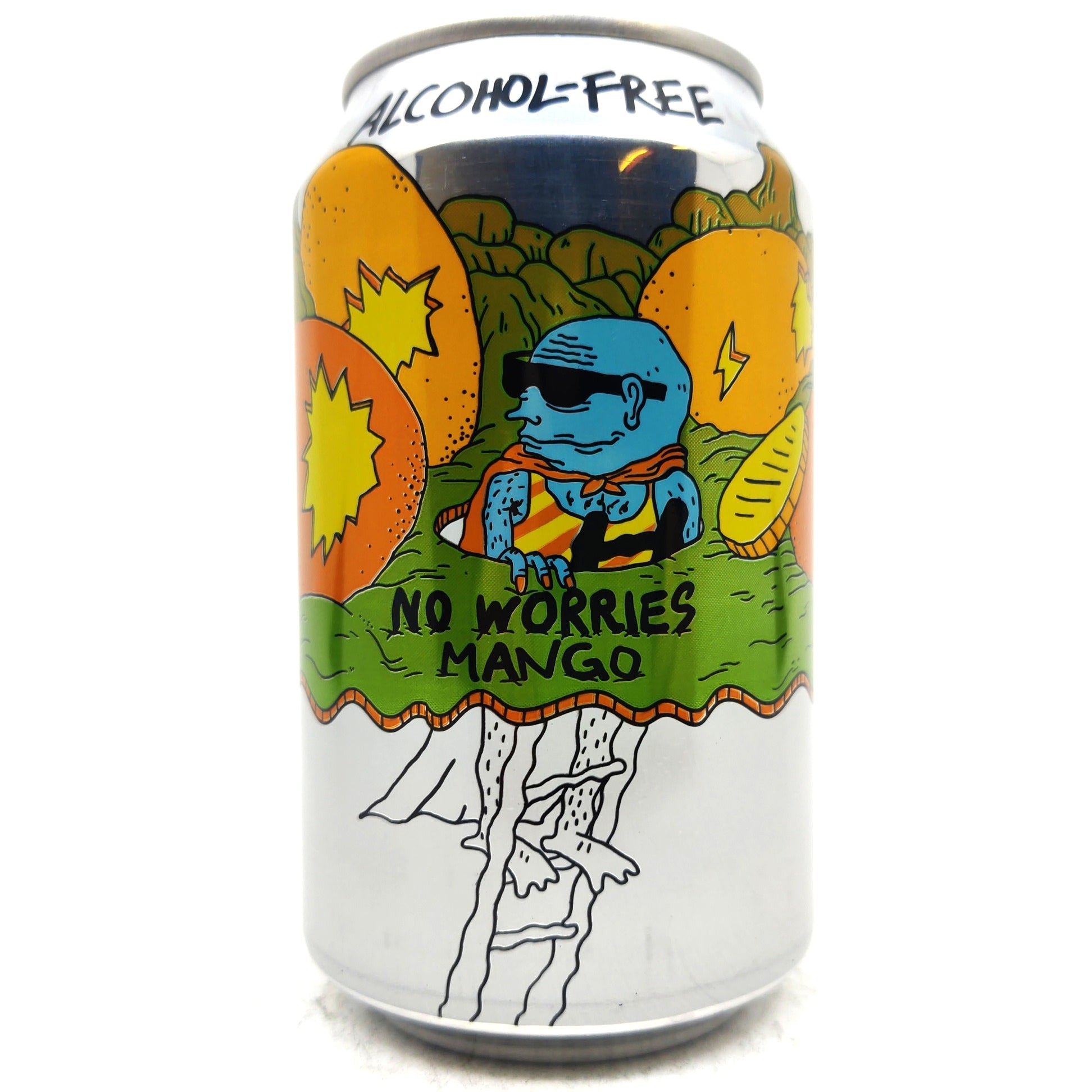 Lervig No Worries Mango Alcohol-Free Pale Ale 0.5% (330ml can)-Hop Burns & Black