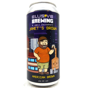 Elusive Brewing Janet's Brown American Brown Ale 6% (440ml can)-Hop Burns & Black