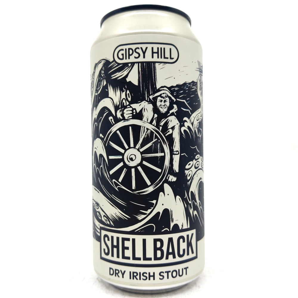 Gipsy Hill Shellback Dry Irish Stout 4.4% (440ml can)-Hop Burns & Black