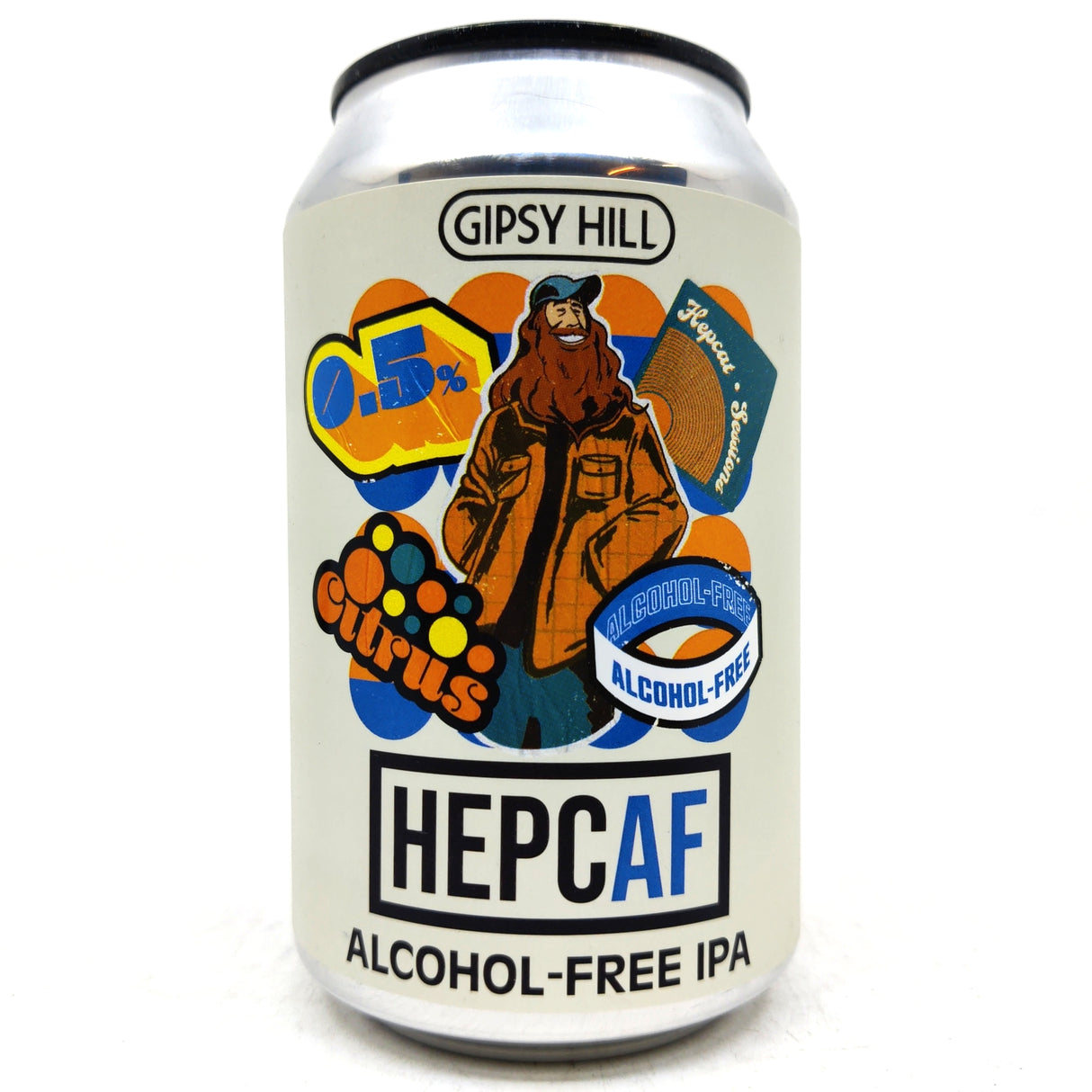 Gipsy Hill HepcAF Alcohol-free IPA 0.5% (330ml can)-Hop Burns & Black