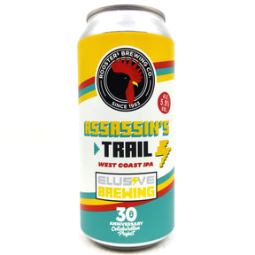 Elusive Brewing x Rooster's Assassin's Trail West Coast IPA 5.8% (440ml can)-Hop Burns & Black