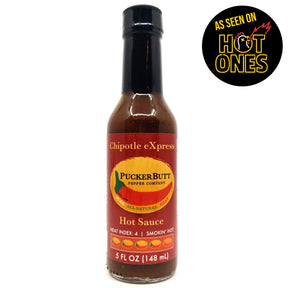 PuckerButt Chipotle Express Hot Sauce (148ml)-Hop Burns & Black