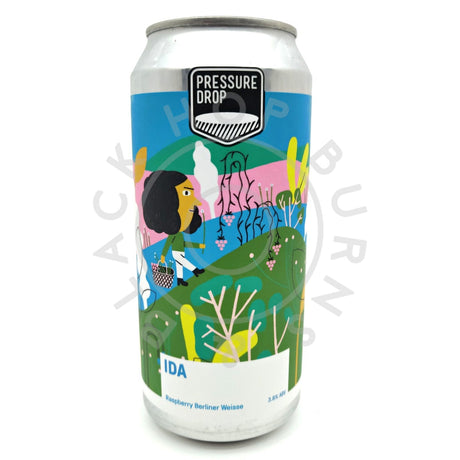 Pressure Drop Ida Raspberry Berliner Weisse Sour 3.8% (440ml can)-Hop Burns & Black