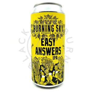 Burning Sky Easy Answers IPA 6% (440ml can)-Hop Burns & Black